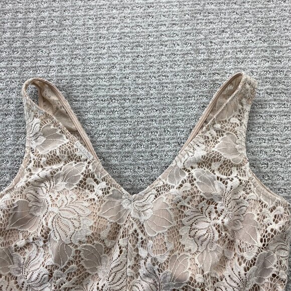 Jessica Laced Dress Women Size 14 Beige Rhinestone Waist Belt - Picture 3 of 11